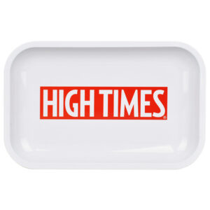 High Times Metal Rolling Tray w/ Lid - 11"x7" / High Times White