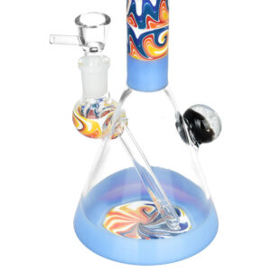 Serenity Wig Wag Dichro Ball Water Pipe | 10" | 14mm F | Colors Vary