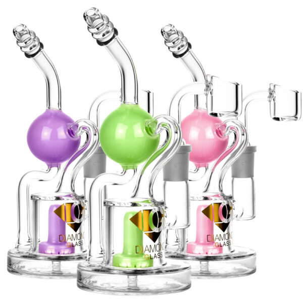 Diamond Glass Buoy Recycler Rig - 7" / 14mm F / Colors Vary