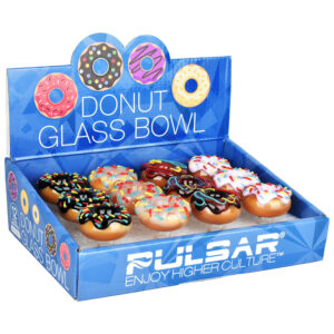 12PC DISPLAY - Pulsar Donuts Herb Slide - 14mm M / Assorted Colors