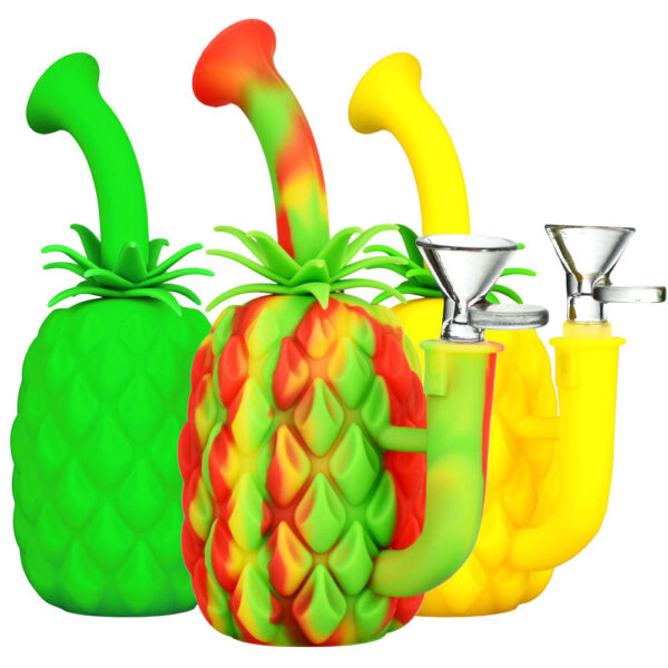 Silicone Pineapple Water Pipe - 7" / 14mm F / Colors Vary