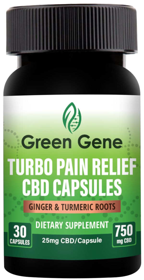 Turbo Pain Relief CBD Capsules W/ Ginger & Turmeric Roots (750MG-1500MG)