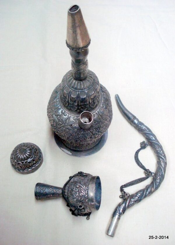 vintage antique collectible old silver hookah Tobacco smoking pipe