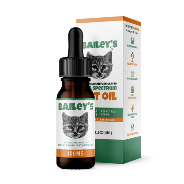 Bailey's Full Spectrum Hemp Derived CBD Oil For Cats | 100MG 15ml Tincture