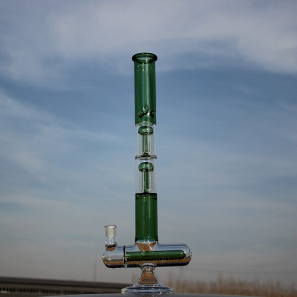 18" Inline and Dual Arm Percolated Glass Water Pipe