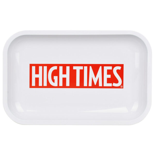 High Times Metal Rolling Tray w/ Lid - 11"x7" / High Times White