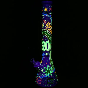 Beach Vibes 420 Painted Glass Beaker Water Pipe - 18" / 14mm F