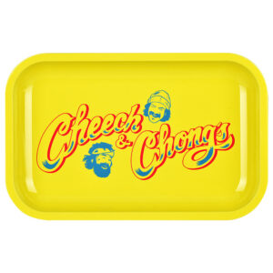 Cheech & Chong x Pulsar Metal Rolling Tray W/ Lid - Yellow Logo / 11" x 7"