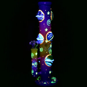 Orbiting Planets Straight Tube Glow in Dark Water Pipe - 13.75" / 19mm F