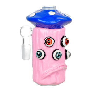 The Shrooms Have Eyes Glow Ash Catcher - 4.5" / 14mm / 90D / Colors Vary