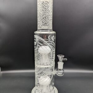 Toxic Butterfly Sandblasted Double Tree Straight Tube Bong