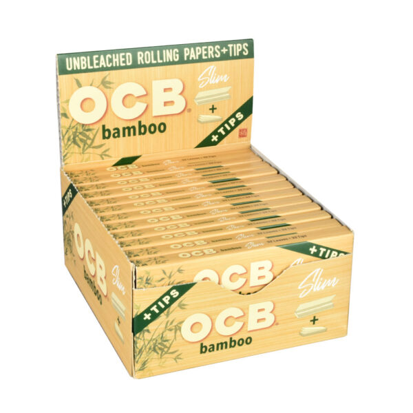 OCB Bamboo Rolling Papers with Tips | 24pc Display