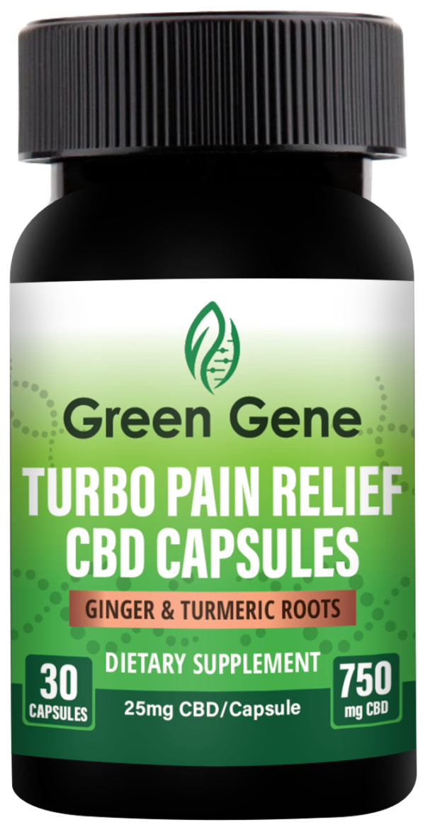 Turbo Pain Relief CBD Capsules W/ Ginger & Turmeric Roots (750MG-1500MG)