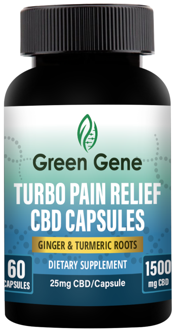 Turbo Pain Relief CBD Capsules W/ Ginger & Turmeric Roots (750MG-1500MG)