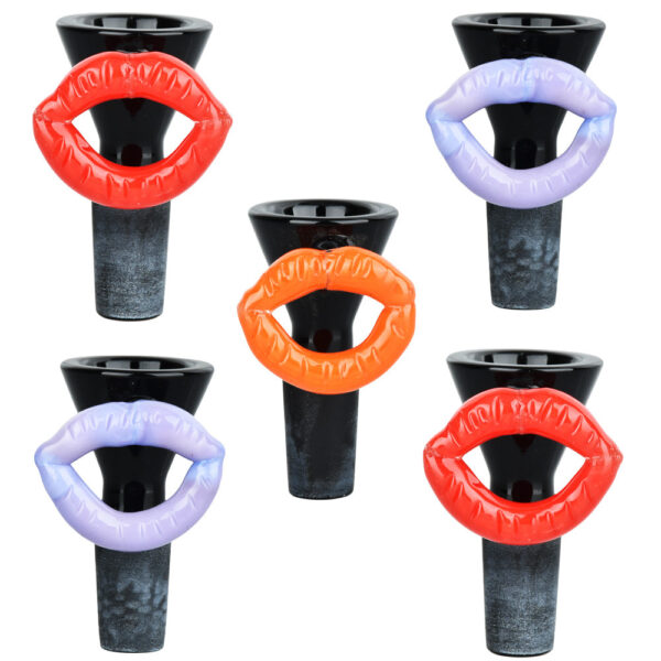 Loquacious Lips Herb Slide - 14mm M / Assorted Colors - 5PC SET