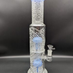 Toxic Butterfly Sandblasted Double Tree Straight Tube Bong