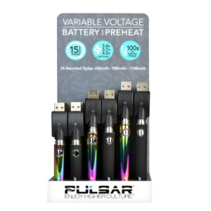 24PC DISP - Pulsar Variable Voltage Pen Batteries - Asst mAh