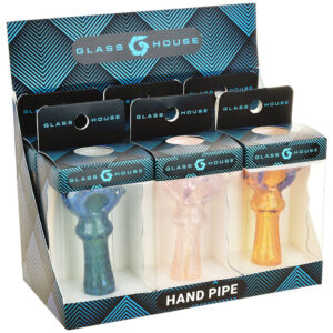 6PC DISPLAY - Glass House Translucent Glass Hand Pipe - 3.75" / Asst Colors