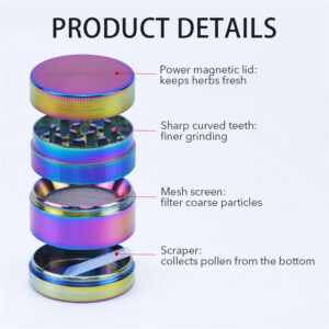 4 Piece Zinc Alloy Iridescent Metal Grinder