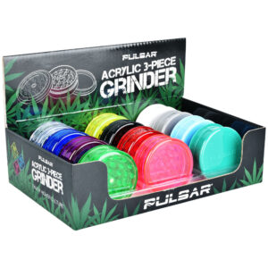 Pulsar Acrylic Grinder - 3pc / 2.25" / Assorted Colors 12PC DISPLAY