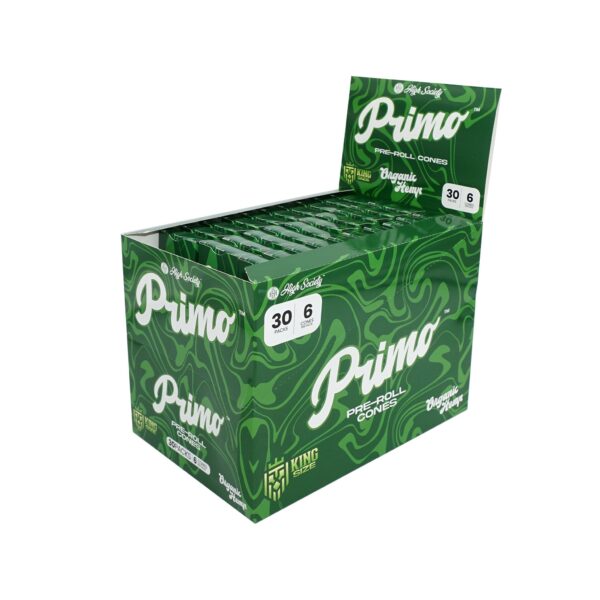 High Society - Primo Organic Hemp Pre-Roll Cones with Filter - King Size - Box of 30 Units