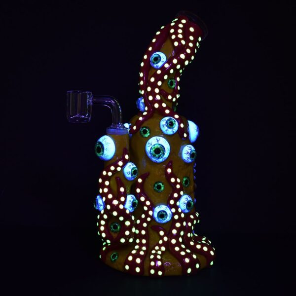 Octo Eyeballz Glow In Dark Dab Rig - 9.5" / 14mm F